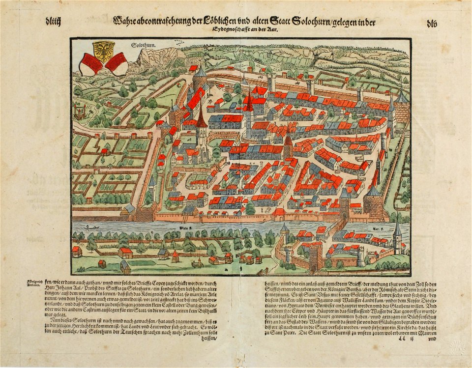 Zentralbibliothek Solothurn - Wahre abcontrafehtung der Löblichen und alten Statt Solothurn gelegen in der Eydtgnoschafft an der Aar - aa0631