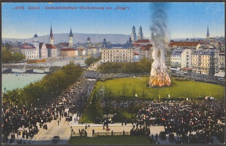 Zentralbibliothek Zürich - Zürich Sechseläutenfeuer Verbrennung des Bögg - 000010359