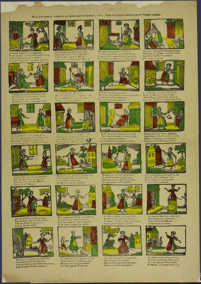 Zie in deez' prent de vrolijkheid van Saartje Jans de keukenmeid-Catchpenny print-PRENT 0178