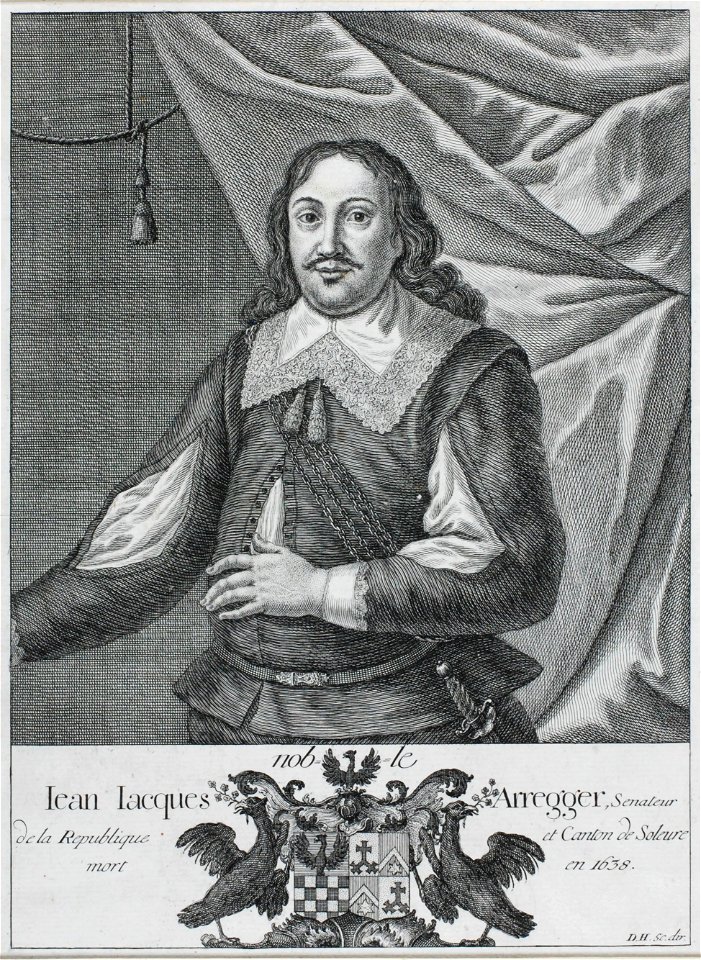 Zentralbibliothek Solothurn - nob Wappenle Iean Iacques Wappen Arregger Senateur de la Republi Wappen et Canton de Soleure mort Wappen en 1638 - aa0260