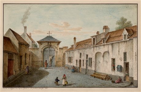 Zicht op een poort in de Potterijstraat, vroeger - Putterijstraatje, zijstraat van de Hanswijkstraat