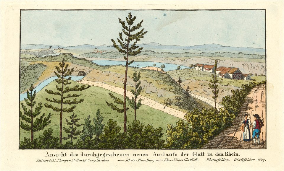 Zentralbibliothek Zürich - Ansicht des durchgegrabenen neuen Auslaufs der Glatt in den Rhein - 000008220 2