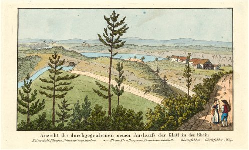 Zentralbibliothek Zürich - Ansicht des durchgegrabenen neuen Auslaufs der Glatt in den Rhein - 000008220 2