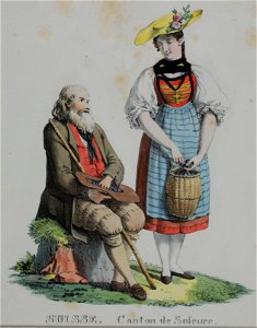 Zentralbibliothek Solothurn - SUISSE Canton de Soleure Viellard et jeune fille - a0090