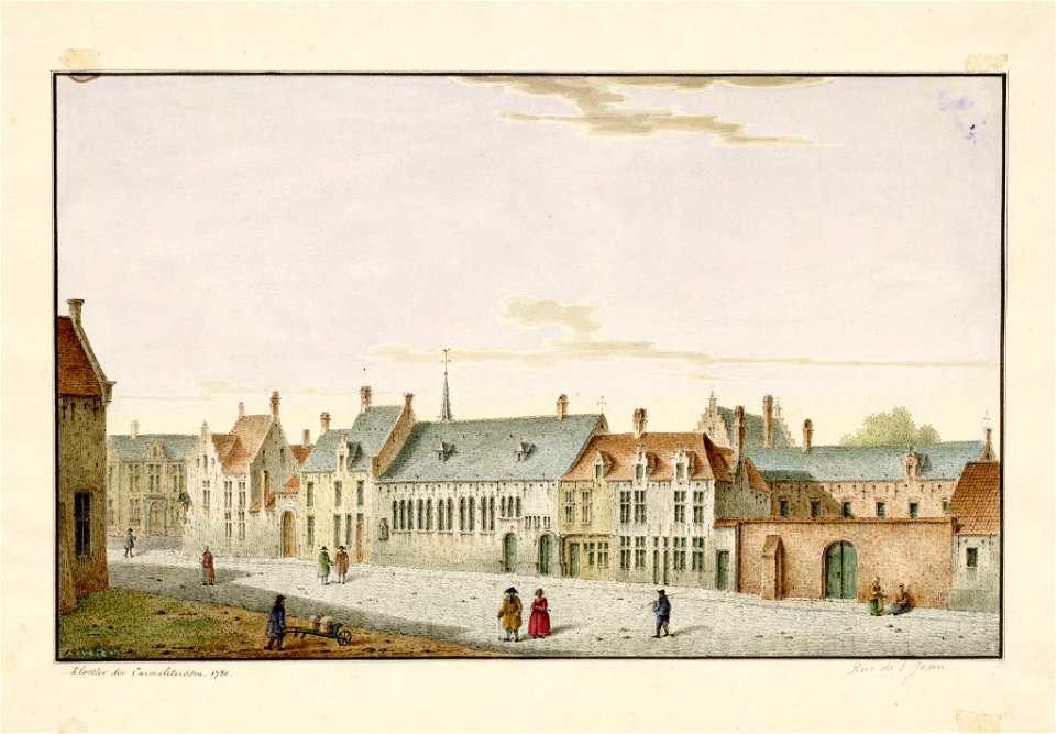 Zicht op het klooster van de Karmelietessen in 1780 aan de Lange Biest, vandaag Sint-Janstraat