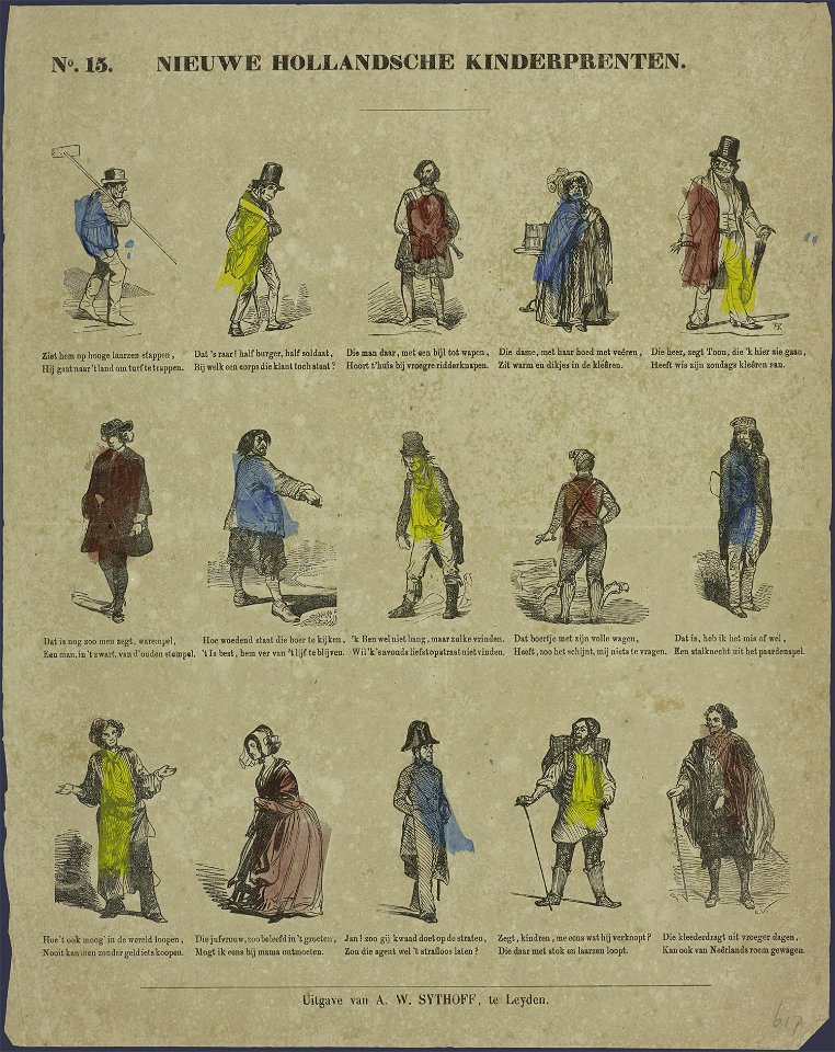 Ziet hem op hooge laarzen stappen, Hij gaat naar 't land om turf te trappen-Catchpenny print-PRENT 0087