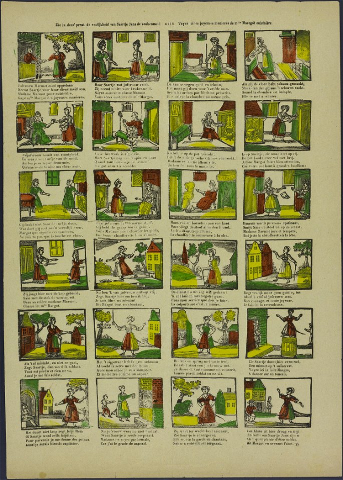 Zie in deez' prent de vrolijkheid van Saartje Jans de keukenmeid-Catchpenny print-Borms 0619