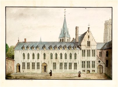 Zicht op binnenkoer van het klooster der Karmelietessen in 1780 (2)