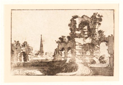 Zicht op ruïne, objectnr A 16556