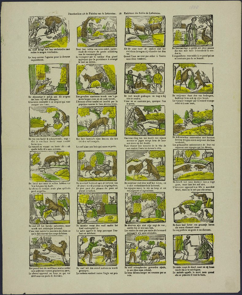 Zinnebeelden uit de Fabelen van de Lafontaine-Catchpenny print-Borms 0555