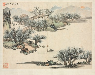 Zha Shibiao - Landscape Album in Various Styles, Spring Plowing - 1955.37.2 - Cleveland Museum of Art