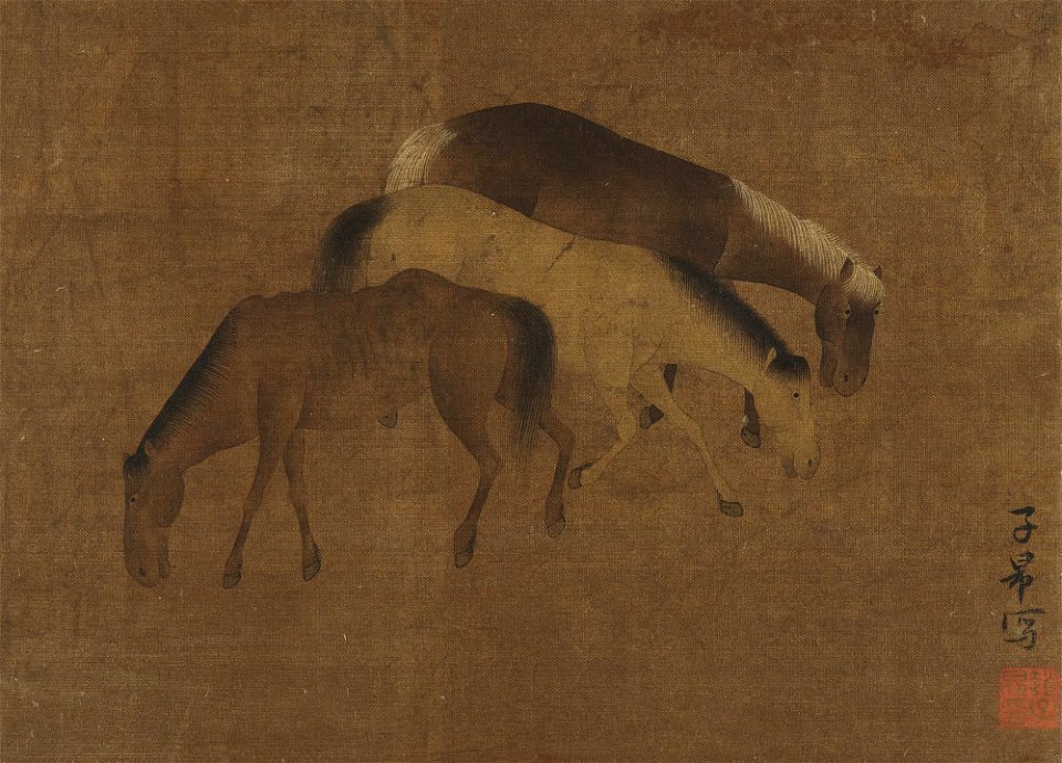Zhao Mengfu 趙孟頫 - Horses, in Yuan style - y1947-183 - Princeton University Art Museum