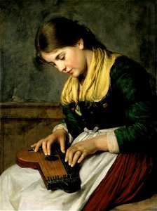 Zitherspielendes Mädchen by Franz von Defregger