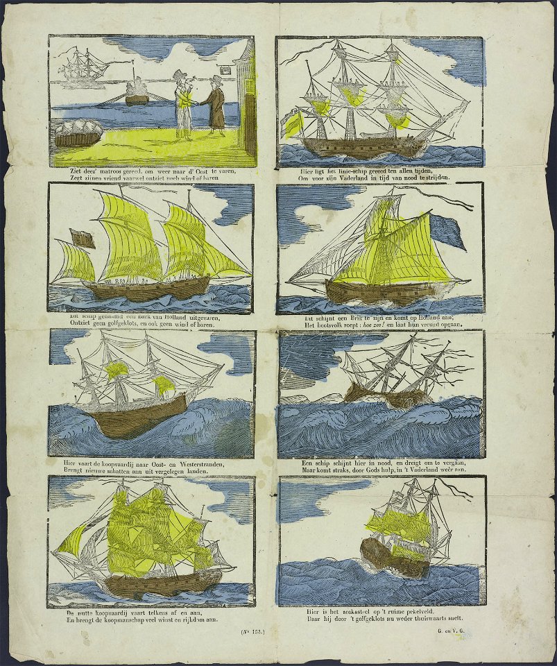 Ziet deez' matroos gereed om weer naar d' Oost te varen-Catchpenny print-Borms 0638