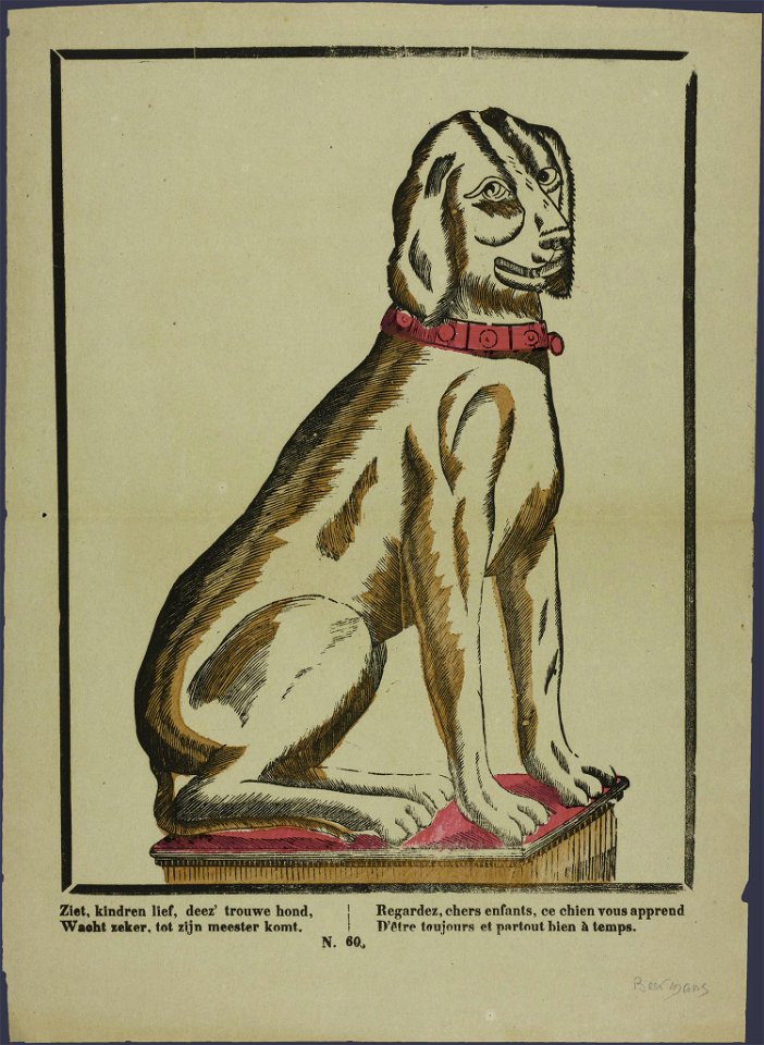 Ziet, kindren lief, deez' trouwe hond, wacht zeker, tot zijn meester komt-Catchpenny print-SMC K 0042