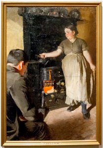 Zorn - By the stove in St Ives. Free illustration for personal and commercial use.