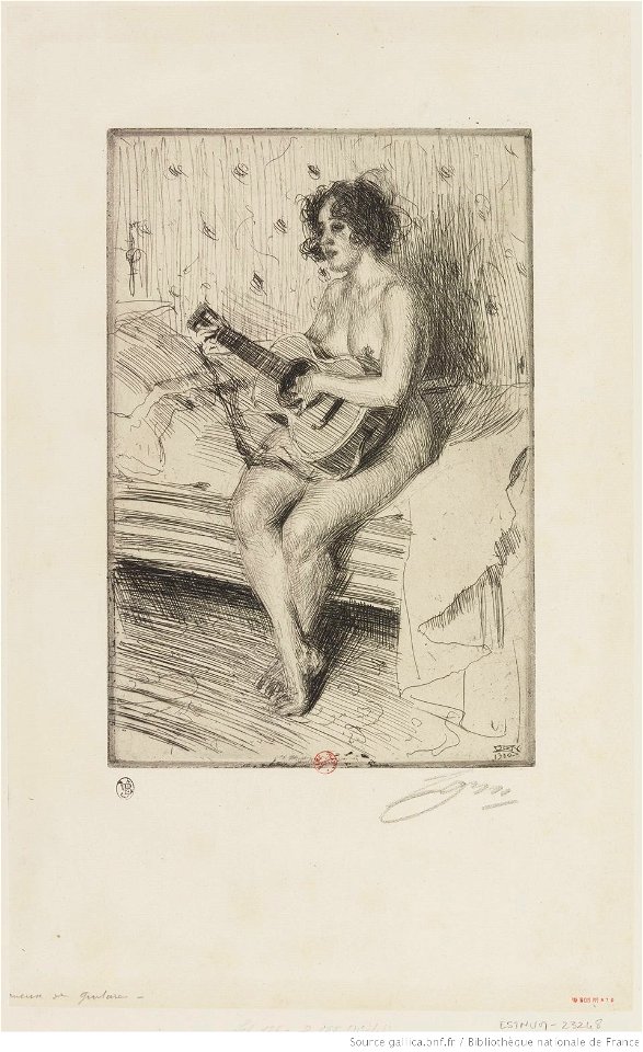 Zorn - Joueuse de guitare, assise, 4e état, btv1b105227860