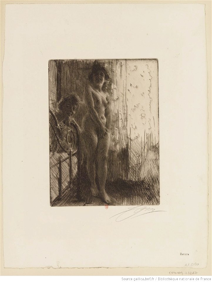 Zorn - Les deux modèles près du lit, 2e état, btv1b10522902n