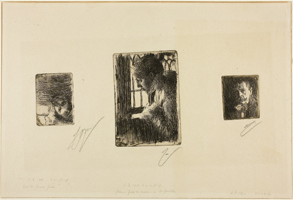 Zorn - Girl’s Head; Peasant Girl at Window; Anders Zorn, 1927.1892-1894