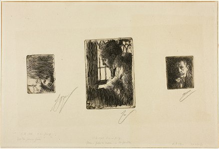 Zorn - Girl’s Head; Peasant Girl at Window; Anders Zorn, 1927.1892-1894