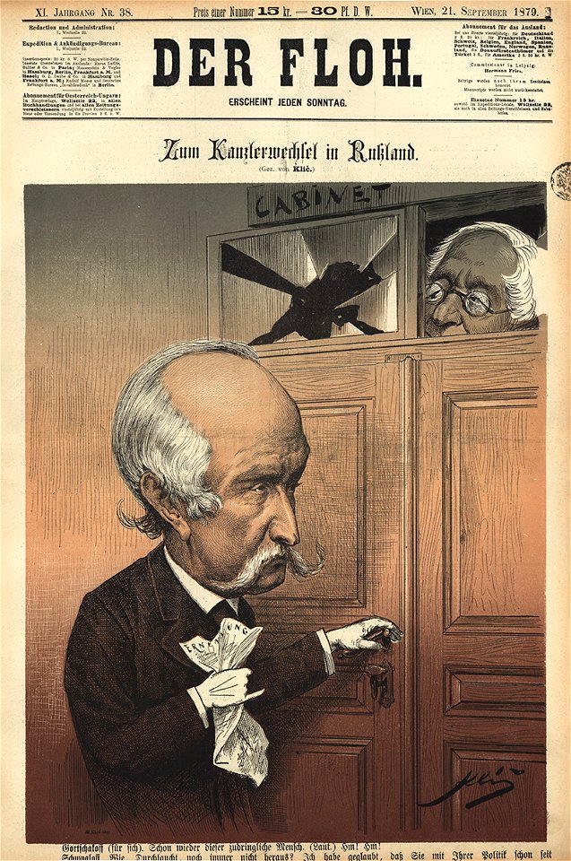 Zum Kanzlerwechsel in Russland - Karel Klíč - Der Floh, 1879