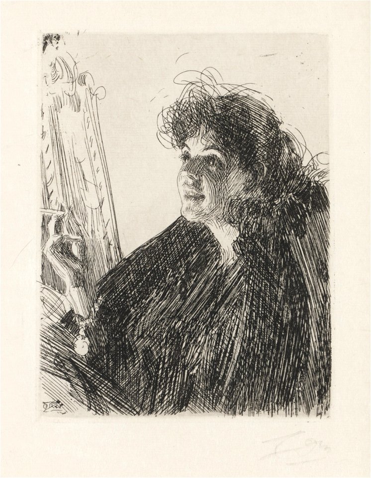 Anders Zorn - Cigarette Smoker I (etching) 1891