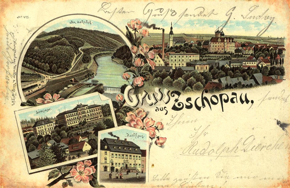 Zschopau, Sachsen - Bahnhof, Seminar und Rathaus (Zeno Ansichtskarten)