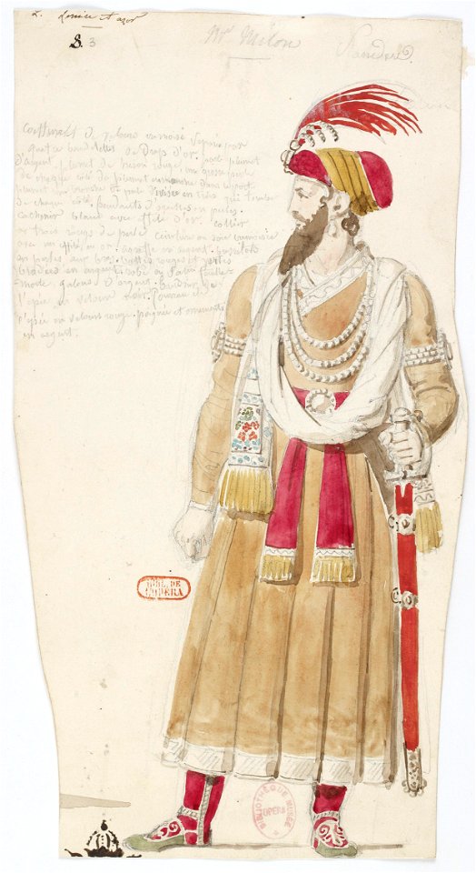 Zémire et Azor - trente-six maquettes de costumes - Alexandre-Evariste Fragonard - 03. Sander, M. Milon
