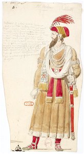 Zémire et Azor - trente-six maquettes de costumes - Alexandre-Evariste Fragonard - 03. Sander, M. Milon