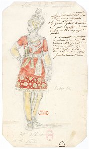 Zémire et Azor - trente-six maquettes de costumes - Alexandre-Evariste Fragonard - 16. Suite de la fée Émirzène, M. Albert et sa suite