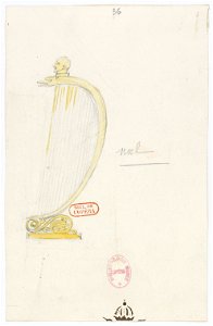 Zémire et Azor - trente-six maquettes de costumes - Alexandre-Evariste Fragonard - 36. (Harpe)
