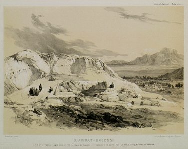 Zumbat – KalessiRestes d'un tombeau antique, dans le fond, la ville de Yalovatch - Laborde Léon Emmanuel Simon Joseph - 1838