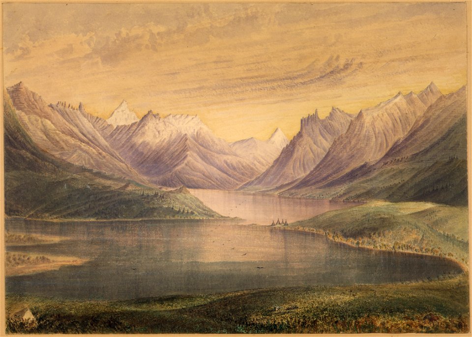 Ak-Knote. Kult. num Waterton or Chief Mountain Lake from the narrows looking South - NARA - 305550