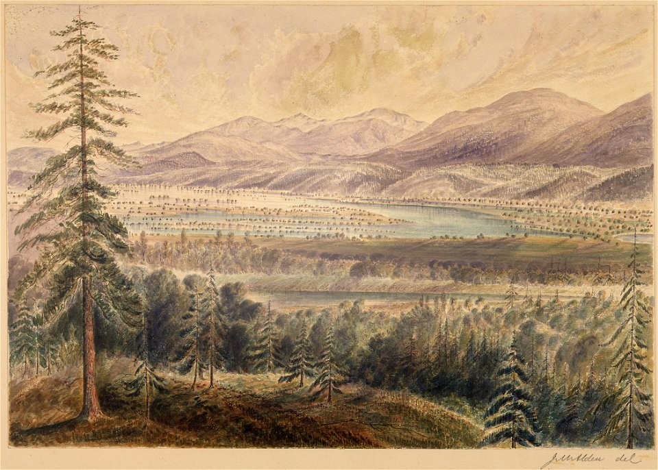 Paddler's Lake-widening of the Kootenay-from hills just above Chelemta on left bank looking S. across the... - NARA - 305514