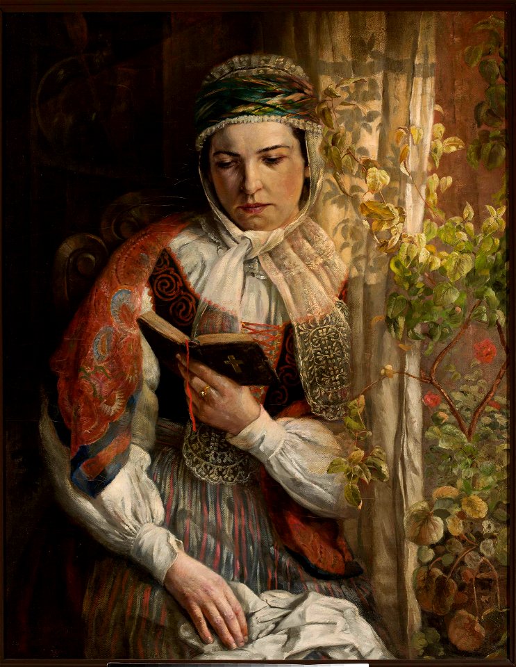 Zygmunt Sokołowski - Woman in folk costume reading a book - MP 1290 - National Museum in Warsaw