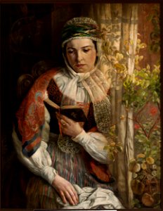 Zygmunt Sokołowski - Woman in folk costume reading a book - MP 1290 - National Museum in Warsaw