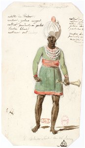 Zémire et Azor - trente-six maquettes de costumes - Alexandre-Evariste Fragonard - 02. Huit esclaves, suite de M. Barrez