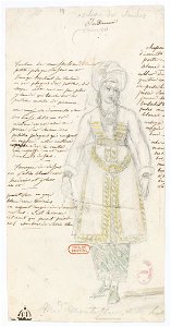 Zémire et Azor - trente-six maquettes de costumes - Alexandre-Evariste Fragonard - 19. Indienne, Mme Montessu et sa suite