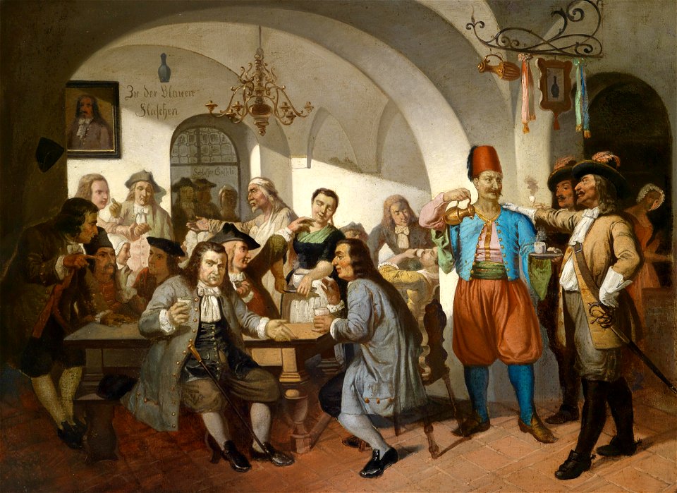 Zu den blauen Flaschen painting c1900