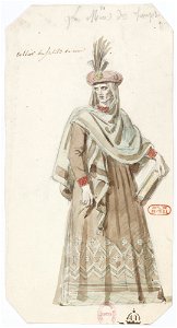 Zémire et Azor - trente-six maquettes de costumes - Alexandre-Evariste Fragonard - 14. La mère des Temps