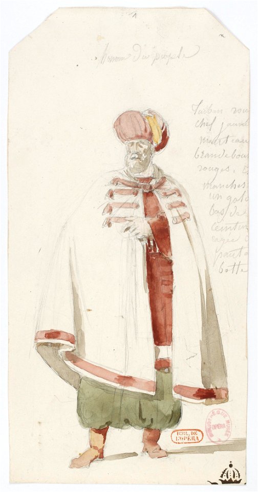 Zémire et Azor - trente-six maquettes de costumes - Alexandre-Evariste Fragonard - 01. Homme du peuple