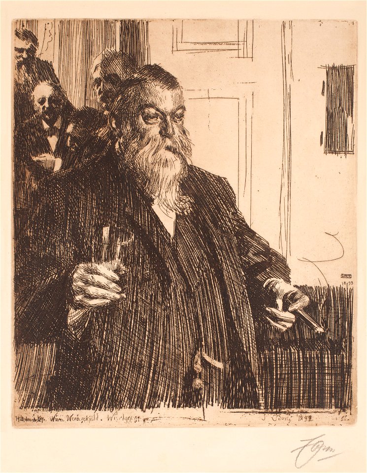 Anders Zorn - A Toast (Idun) II (etching) 1893