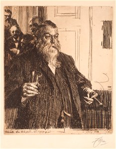 Anders Zorn - A Toast (Idun) II (etching) 1893. Free illustration for personal and commercial use.