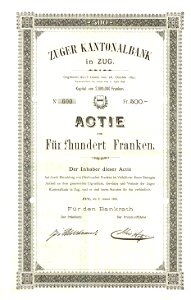 Zuger Kantonalbank 1899