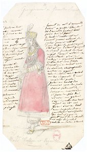 Zémire et Azor - trente-six maquettes de costumes - Alexandre-Evariste Fragonard - 21. Georgienne ou femme du sérail, Mmes Hullin et Vigneron