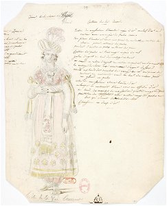 Zémire et Azor - trente-six maquettes de costumes - Alexandre-Evariste Fragonard - 29. Dame de la suite de Thaïs ou de la fée Émirzène