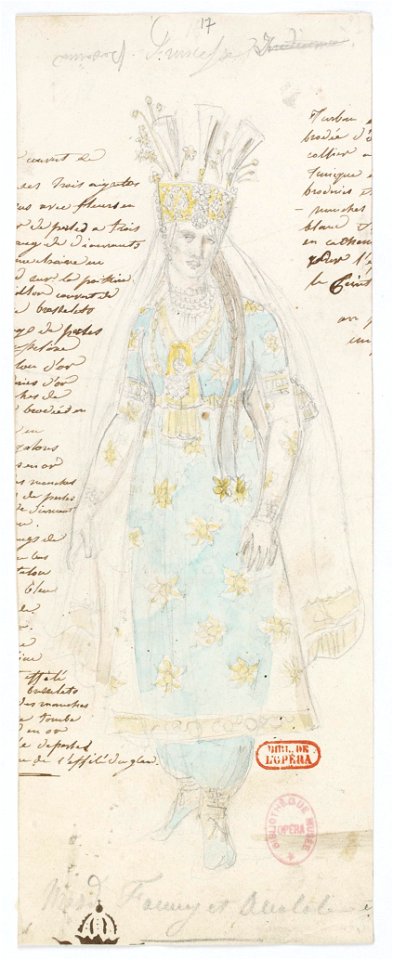 Zémire et Azor - trente-six maquettes de costumes - Alexandre-Evariste Fragonard - 17. Princesses, Mmes Fanny et Anatole
