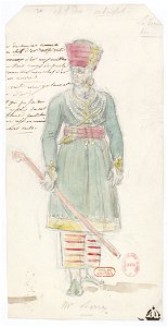 Zémire et Azor - trente-six maquettes de costumes - Alexandre-Evariste Fragonard - 20. Chef des esclaves, M. Barrez