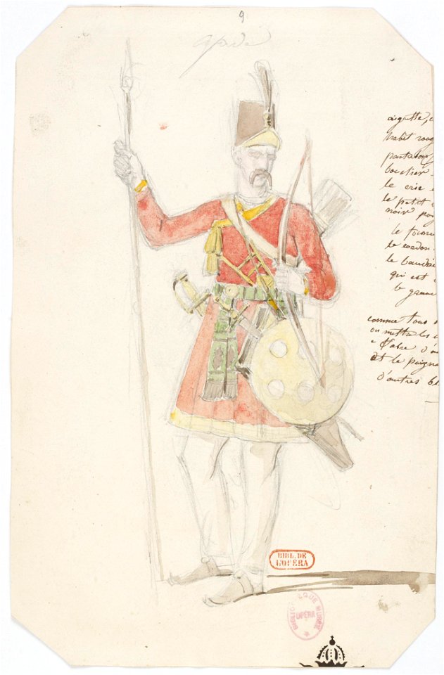 Zémire et Azor - trente-six maquettes de costumes - Alexandre-Evariste Fragonard - 09. Garde