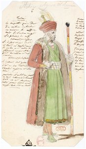 Zémire et Azor - trente-six maquettes de costumes - Alexandre-Evariste Fragonard - 06. (Un maître des cérémonies), M. Romain